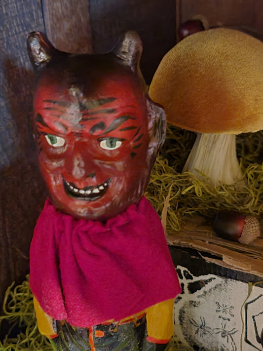 Vintage Halloween Style Authentic German Devil Paper Mache Candy Container