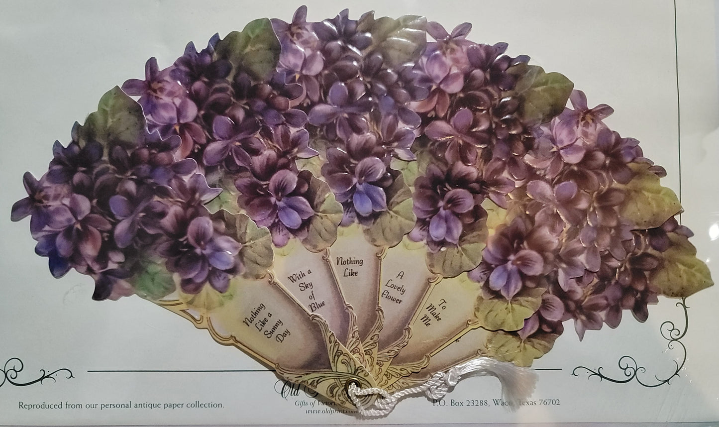 Vintage Victorian Violet Get Well Fan Card