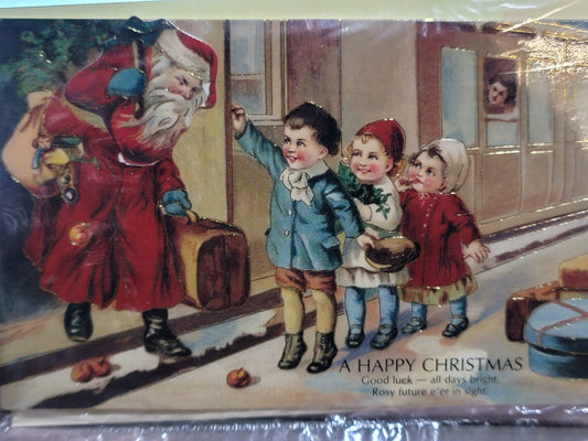 Vintage Victorian Style Father Christmas Moving Head Easel Santa Card
