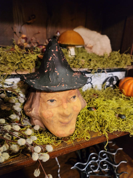 Vintage Halloween Style Witch Head Bethany Lowe Candy Container