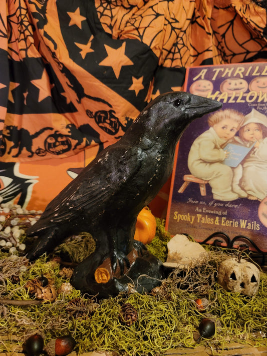 Vintage Halloween Style Raven Crow Edgar Allen Poe Figurine