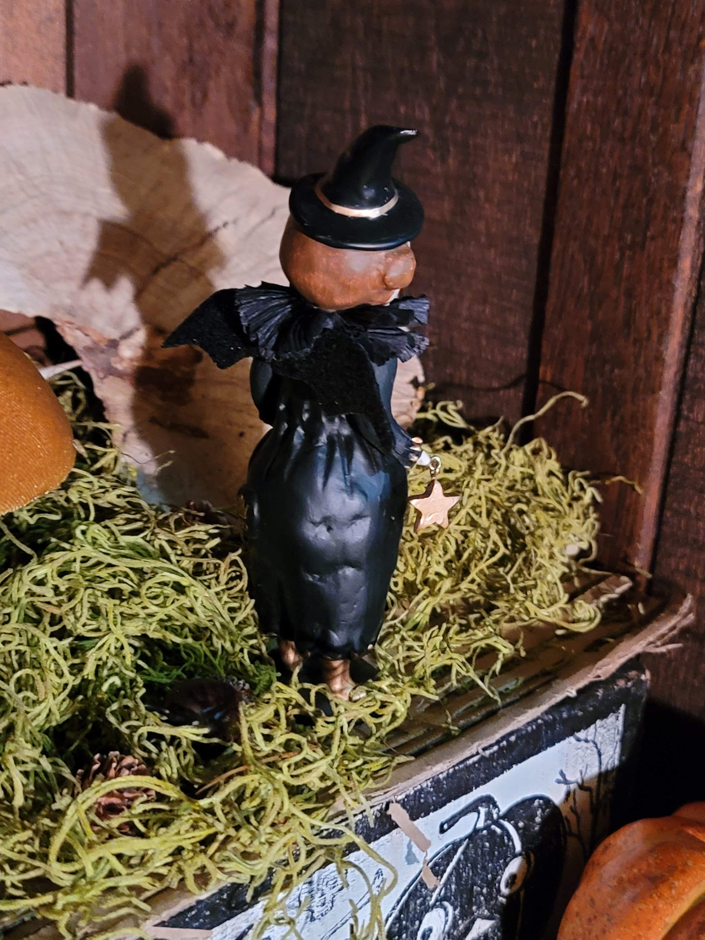 Vintage Halloween Folk Art Style Miss Chevious Dee Harvey Witch Figurine