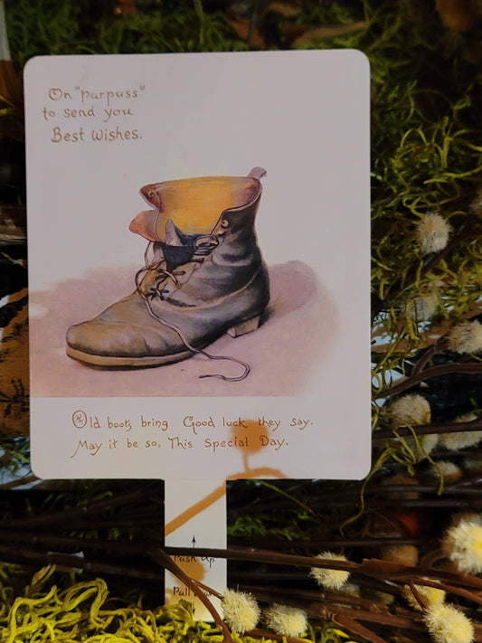 Vintage Victorian Style Mechanical Pop Up Kitten Cat and Mouse Moving Card