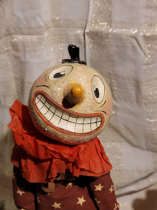 Vintage Halloween Christmas Circus Clown Silver Willow Snowman Figurine