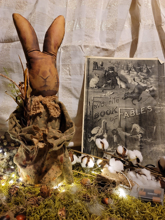 Primitive Vintage Style Stuffed Bunny Rabbit Figurine