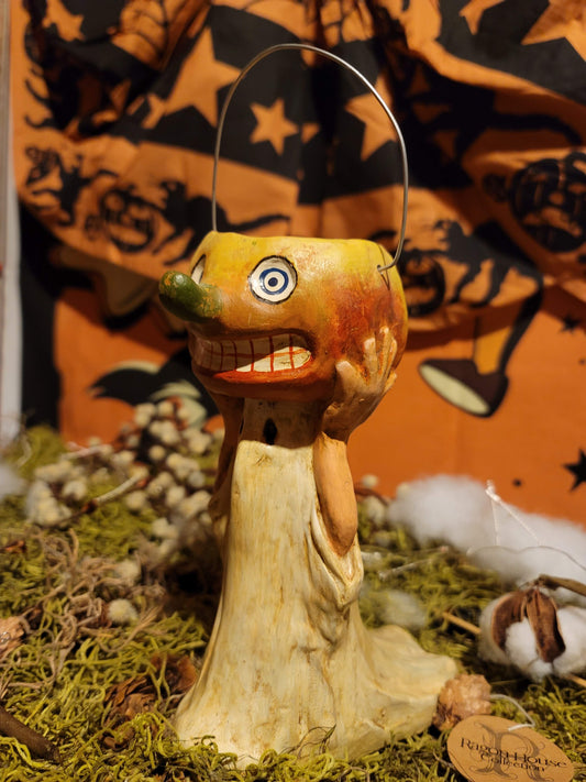 Vintage Halloween Silver Willow Ghost with Pumpkin Head Container Tim Burton RARE