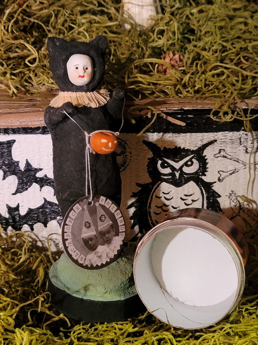 Vintage Halloween Style Cody Foster Black Cat Costume Trick or Treater on Box