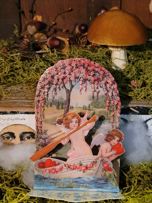 Vintage Victorian Style Cupids Token of Affection Pop Out Standing Card