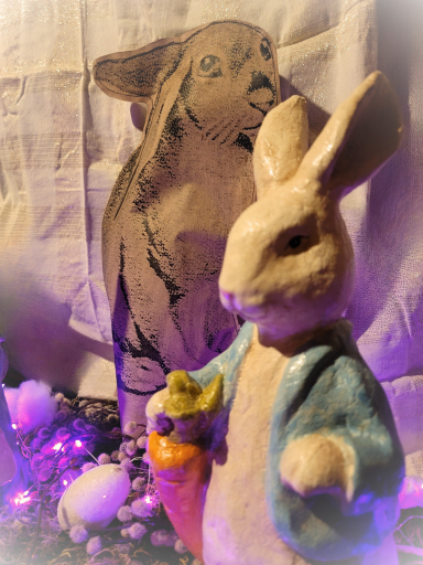Vintage Easter Style Peter Rabbit with Carrot Bunny Figurine