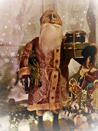 Primitive Style Large Rugged Chic Christmas Belsnickle Santa Figurine