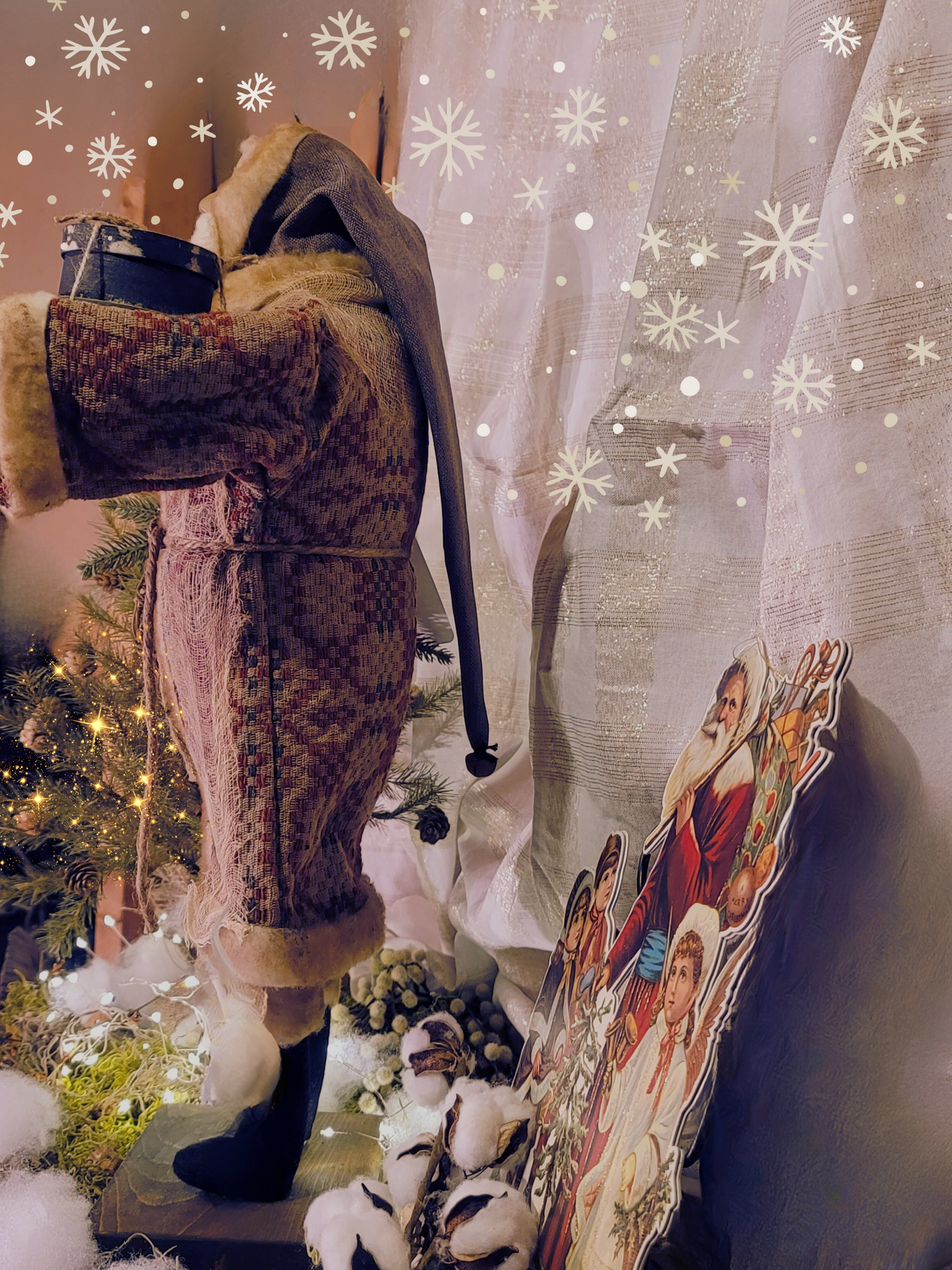 Primitive Style Large Rugged Chic Christmas Belsnickle Santa Figurine