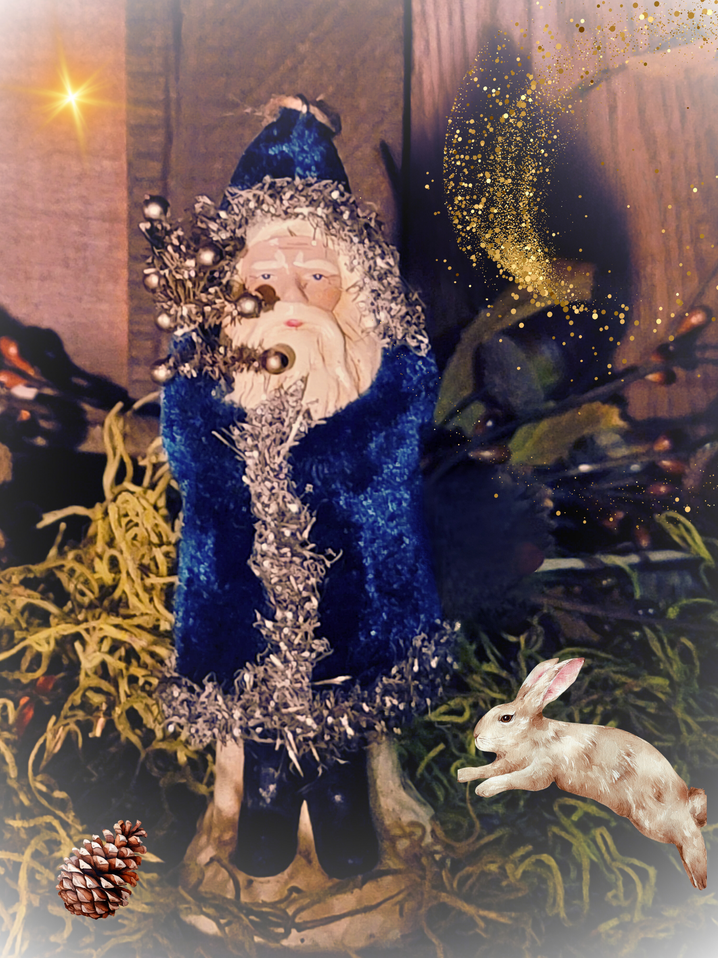 Vintage Victorian Christmas Style Fawn or Russet Belsnickle Santa Ornament