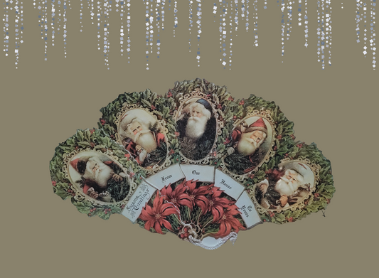 Vintage Victorian Christmas Style Father Christmas Santa Fan Card