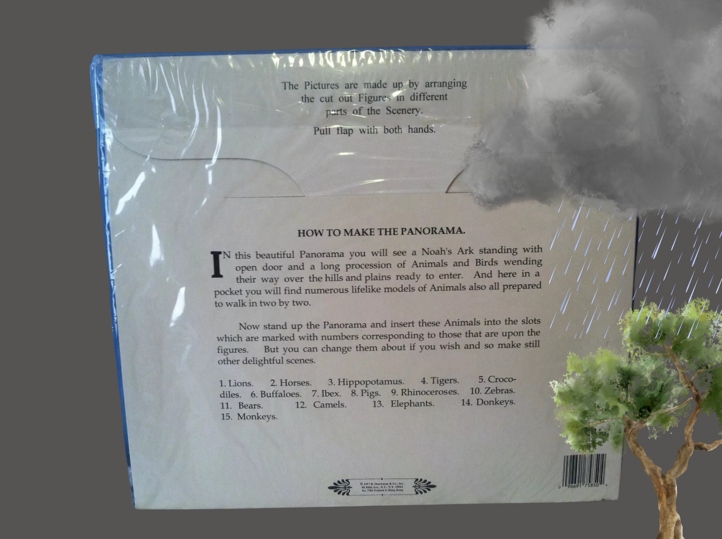 Vintage Victorian Noahs Ark Father Tuck Panorma Book with Moving Paper Animals