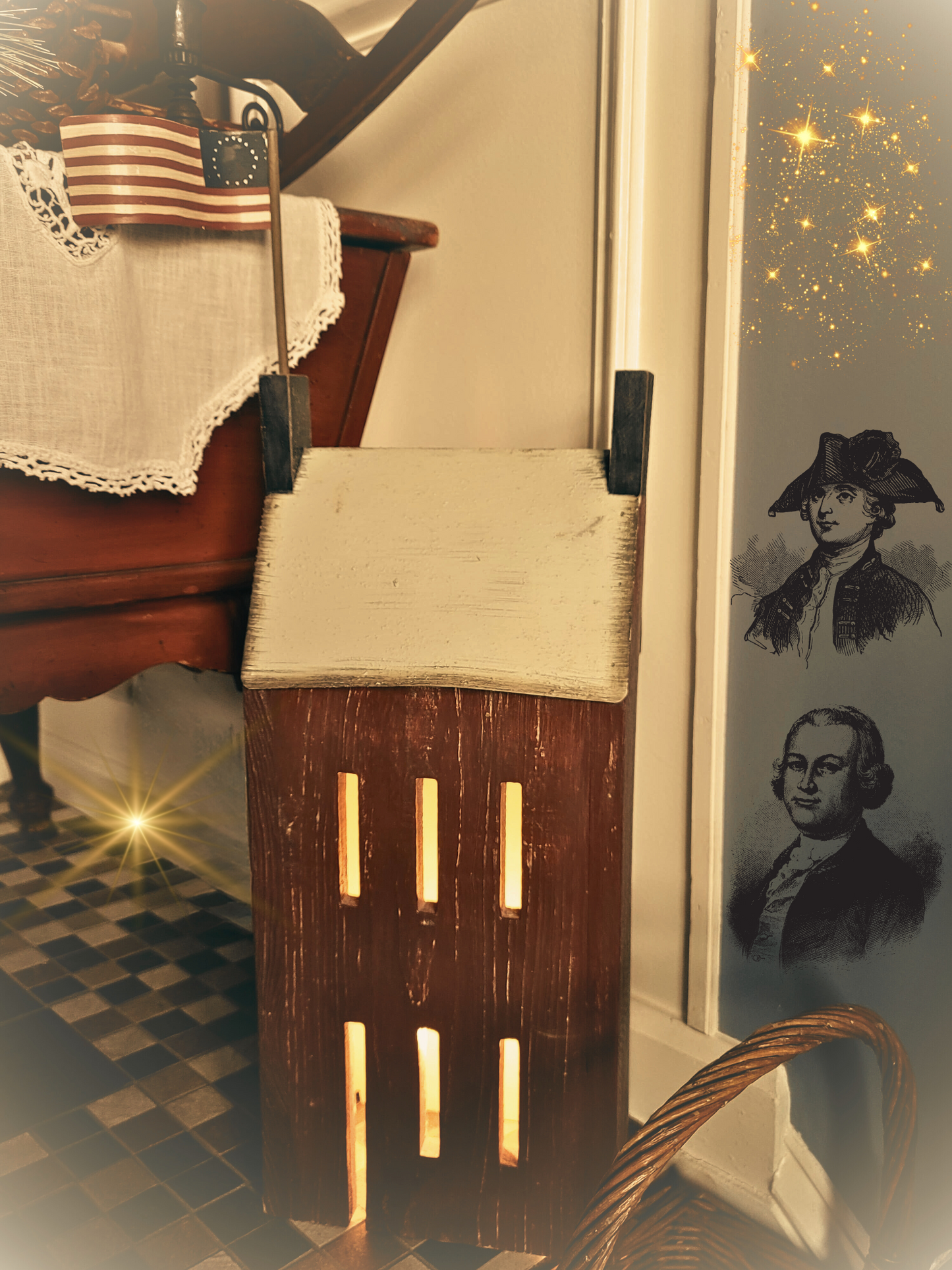 Primitive Colonial Americana Style Lantern House Light