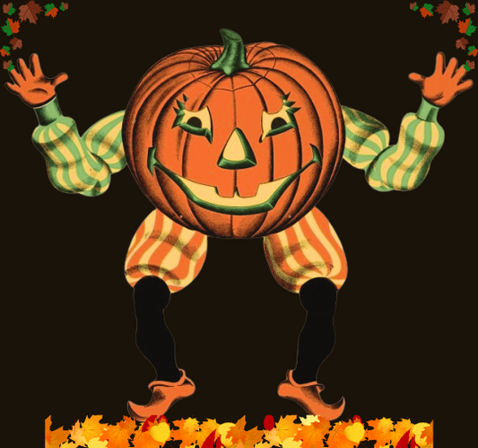 Vintage Halloween Style Jointed Pumpkin Goblin Hanging Decoration