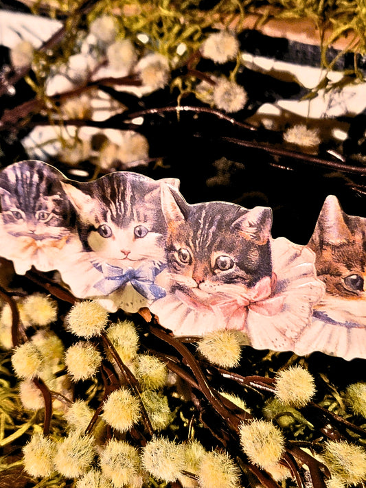 Vintage Victorian Style Die Cut Embossed Kitten Cats Book Mark