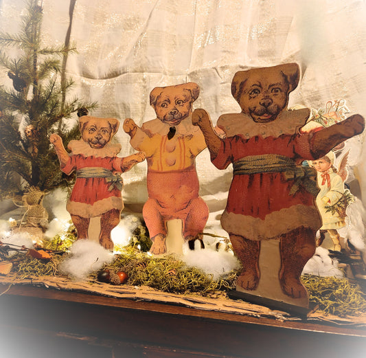 Vintage Victorian Style Christmas Circus Dogs Dummy Boards