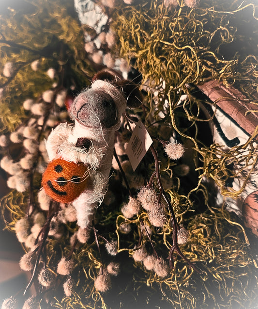 Mummy Mouse with Pumpkin Halloween Ornament
