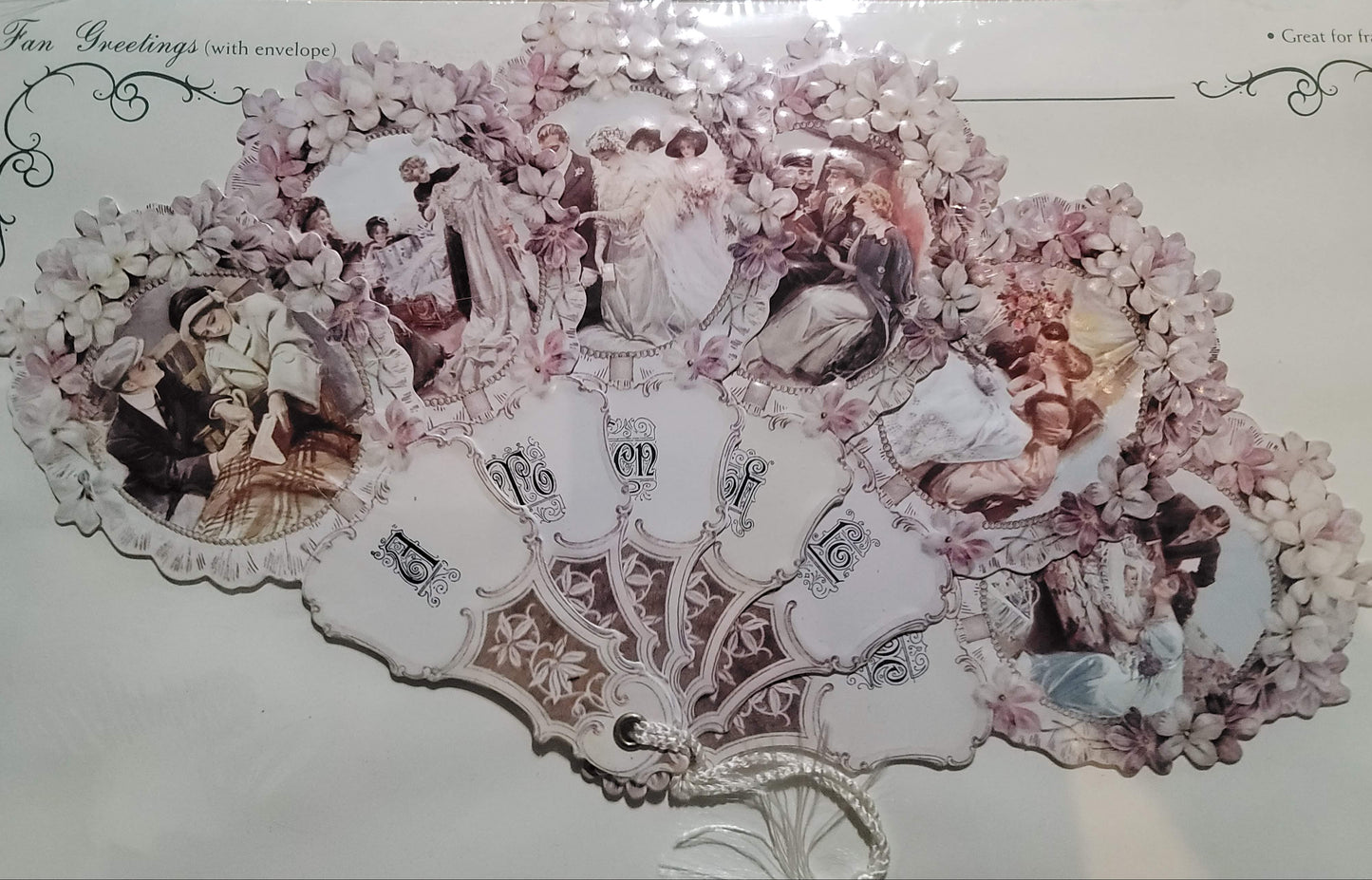 Vintage Victorian Wedding Fan Expanding Card
