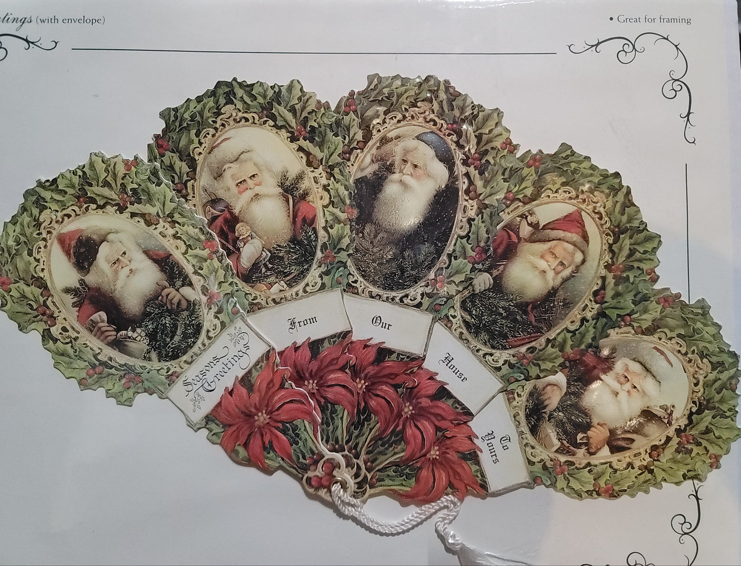 Vintage Victorian Christmas Style Father Christmas Santa Fan Card