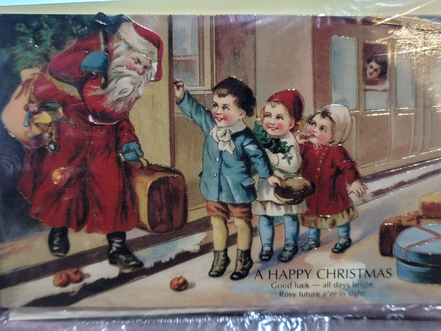 Vintage Victorian Style Father Christmas Moving Head Easel Santa Card