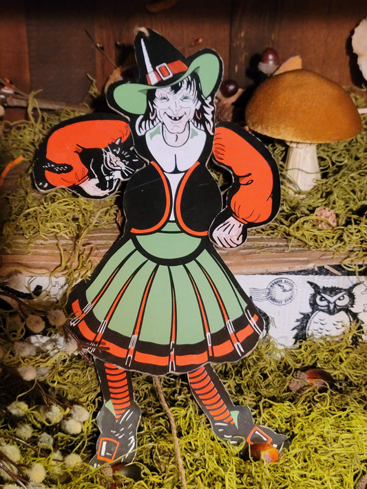 Vintage Halloween Style Mechanical Witch Dancer Decoration