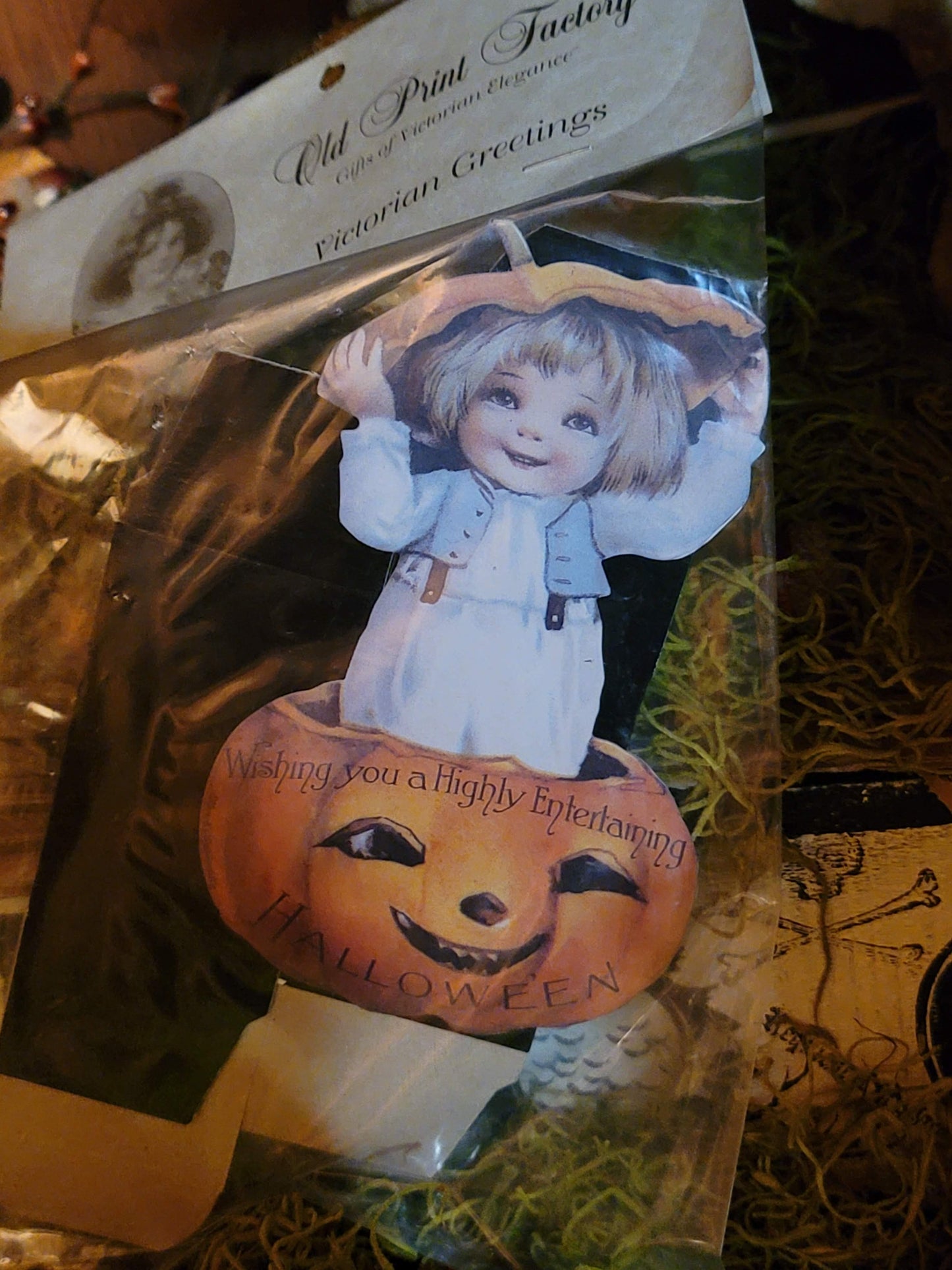 Vintage Halloween Postcard Style Witch or Pumpkin Gift Box Greetings