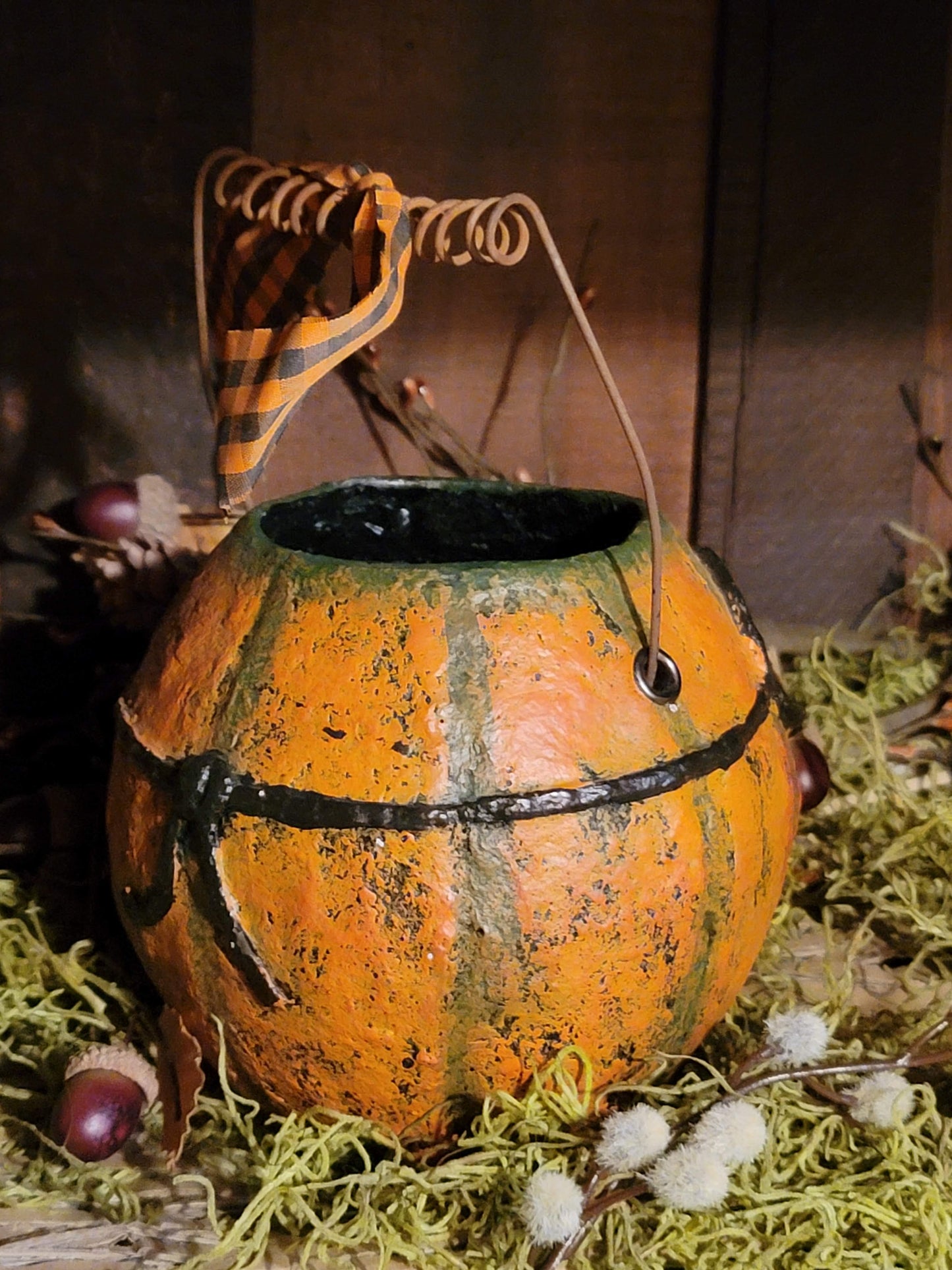 Vintage Halloween Style Pumpkin Flying Ace Candy Bucket