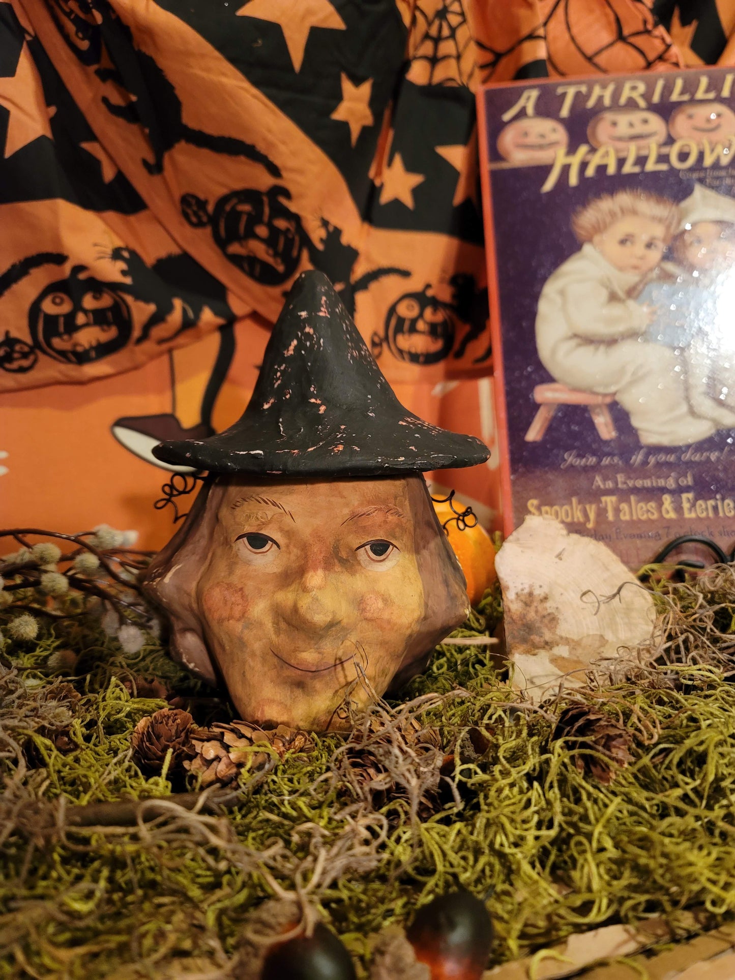 Vintage Halloween Style Witch Head Bethany Lowe Candy Container