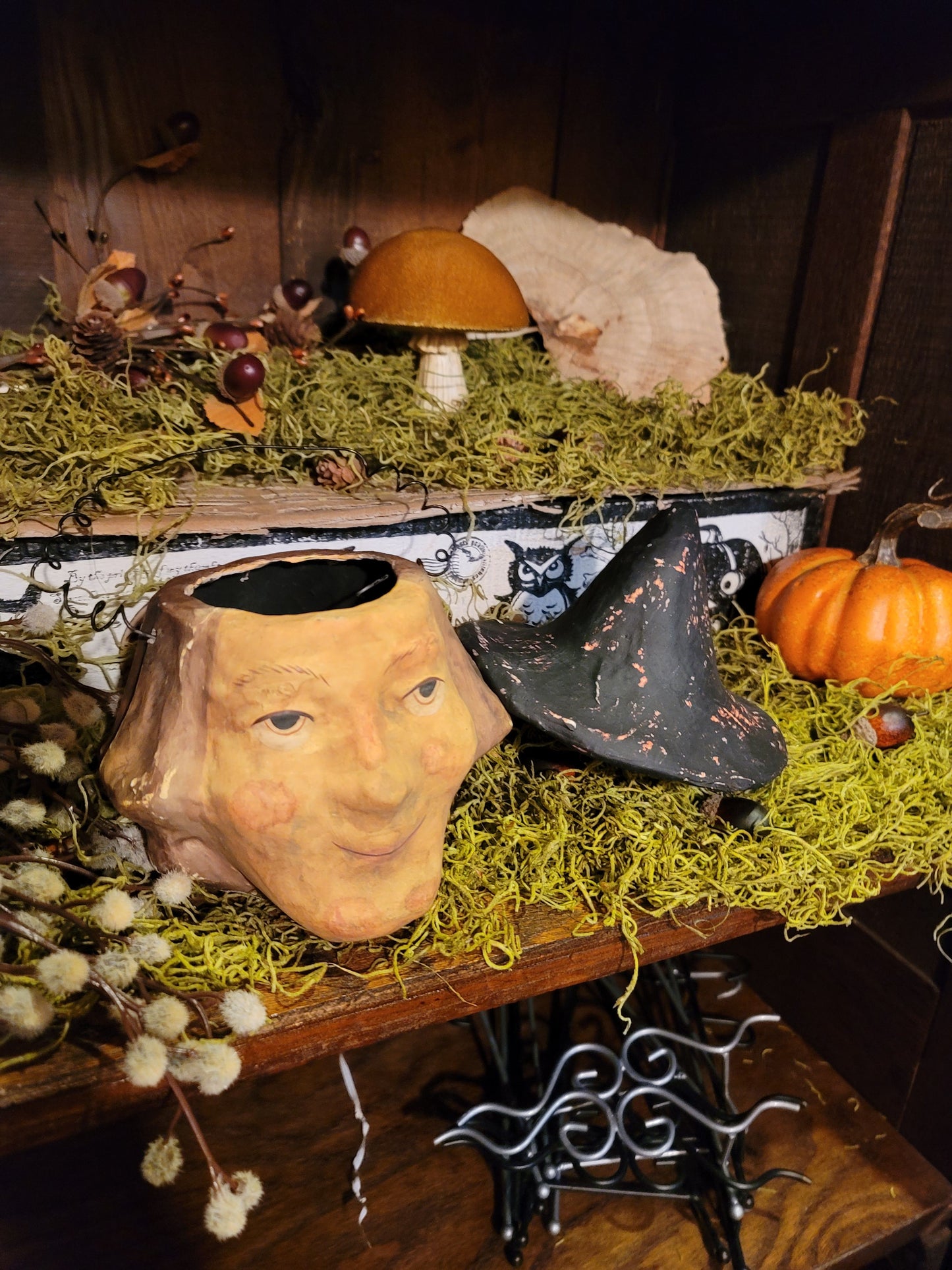 Vintage Halloween Style Witch Head Bethany Lowe Candy Container