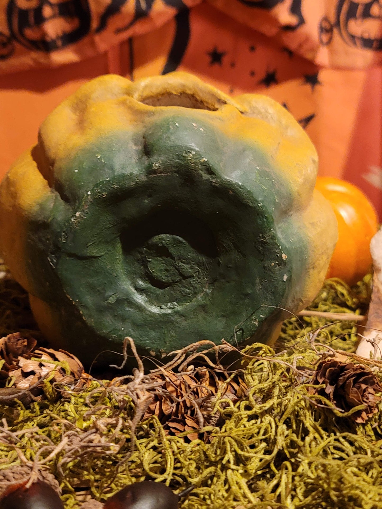 Vintage Halloween Style Bethany Lowe Papier Paper Mache Pumpkin Lantern Container