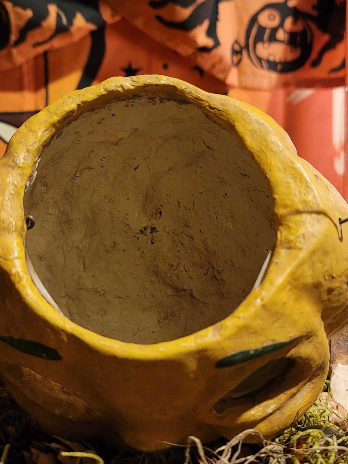 Vintage Halloween Style Bethany Lowe Papier Paper Mache Pumpkin Lantern Container