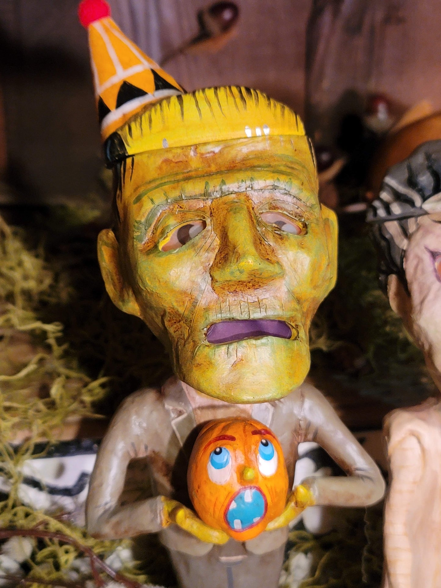 Vintage Halloween Style Frankenstien Bride and Groom Figurine Containers Set