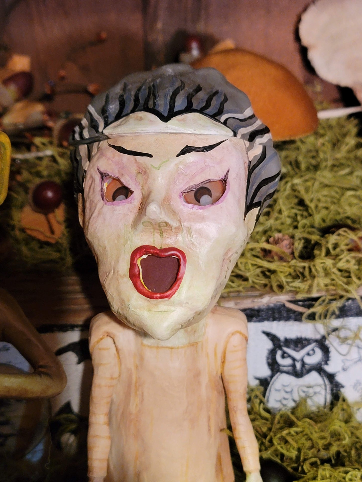 Vintage Halloween Style Frankenstien Bride and Groom Figurine Containers Set