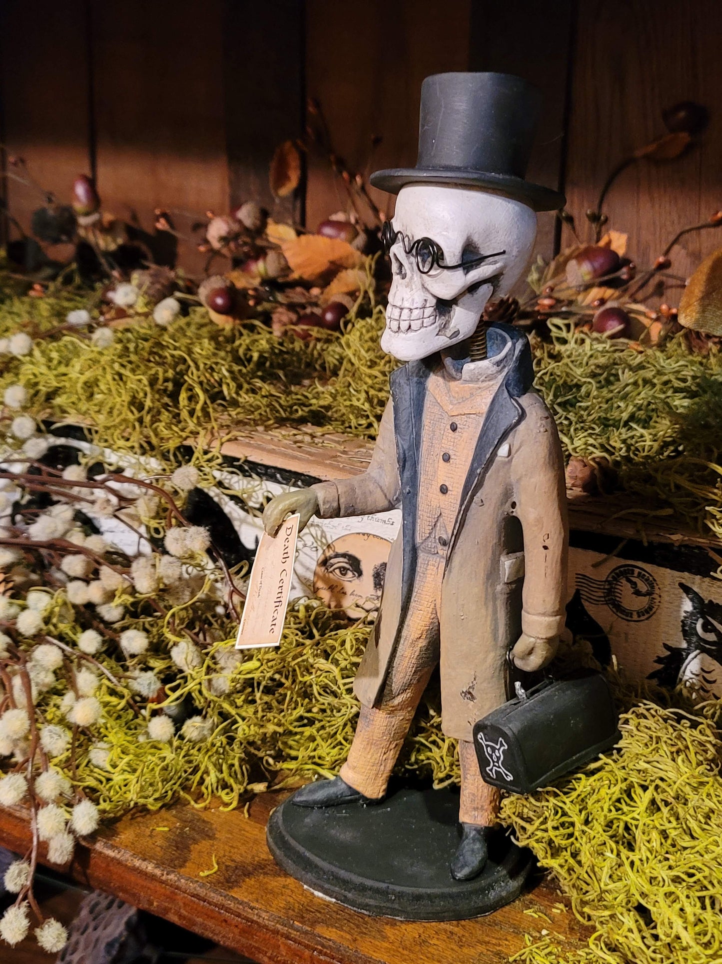 Vintage Halloween Style Antikamnia Skeleton Dr Death Bobble Head Figurine