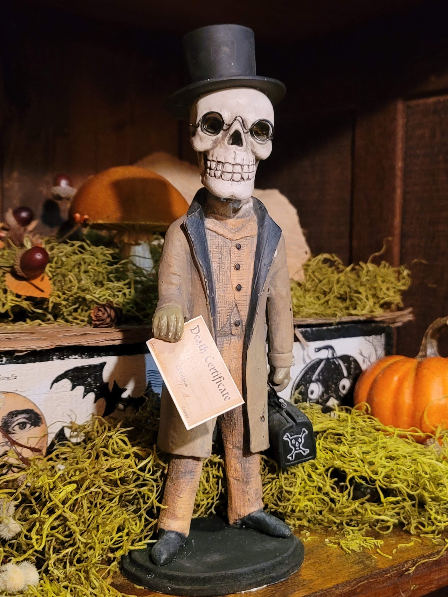 Vintage Halloween Style Antikamnia Skeleton Dr Death Bobble Head Figurine