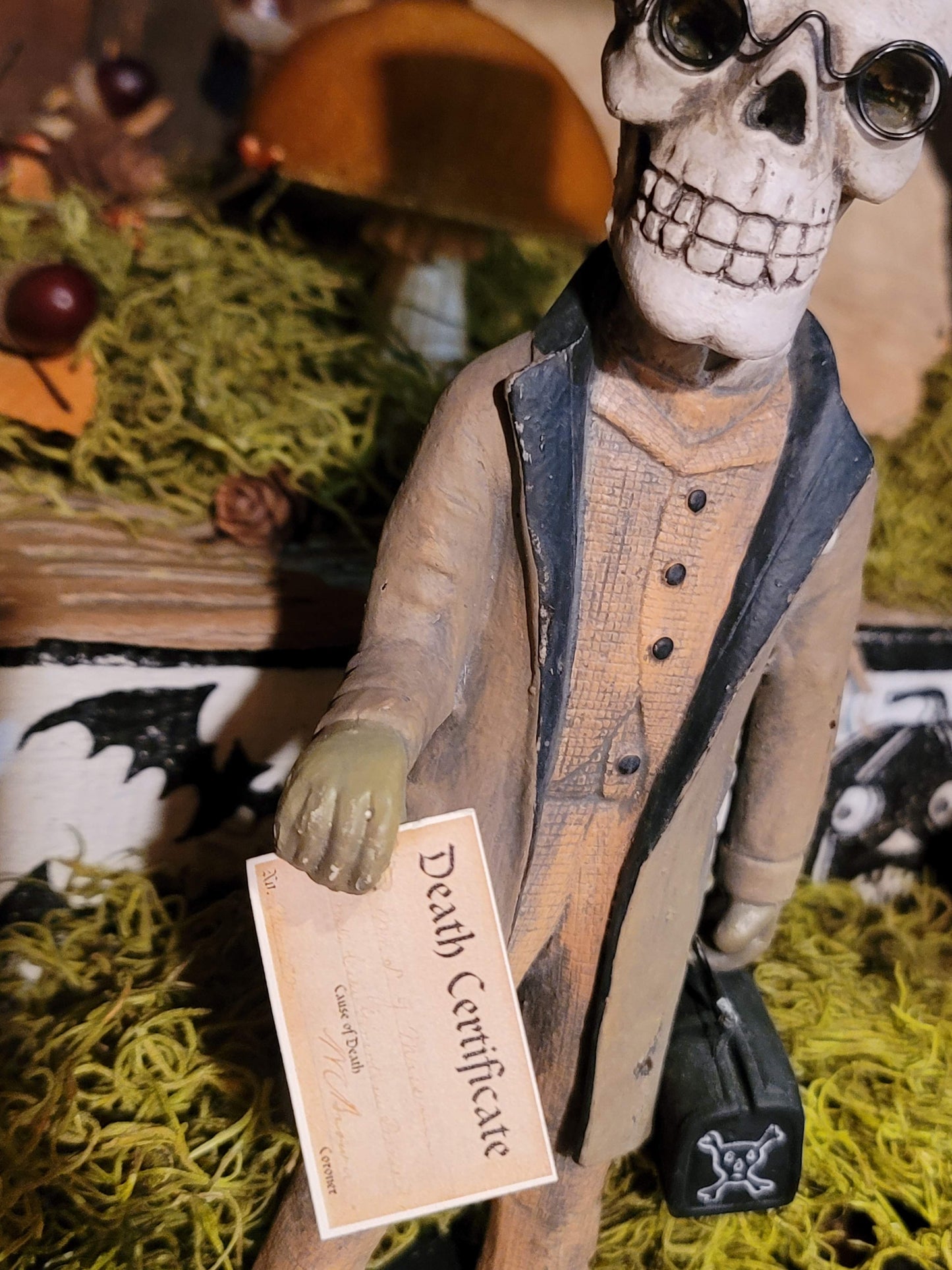 Vintage Halloween Style Antikamnia Skeleton Dr Death Bobble Head Figurine