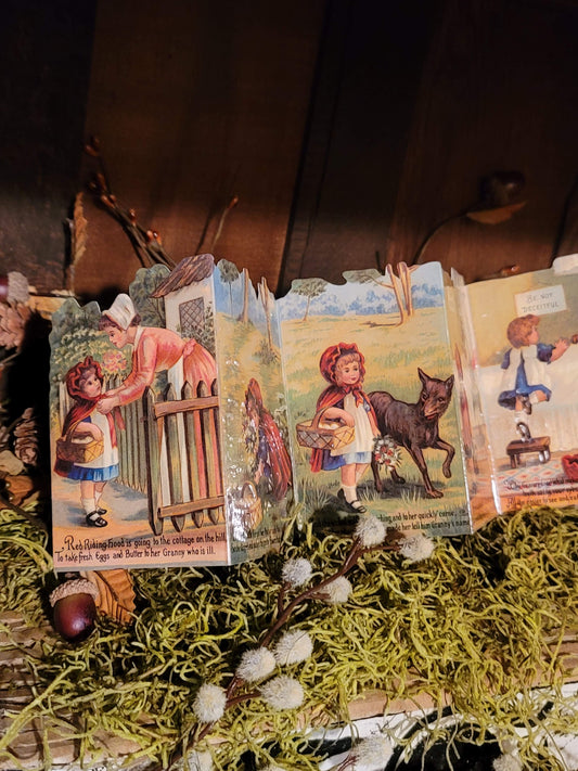 Vintage Victorian Style Red Riding Hood Panorama Card