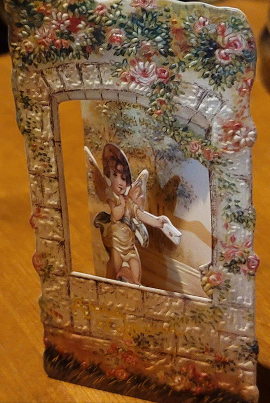 Vintage Victorian Style Cupid Token of Affection Mechanical Romance Card