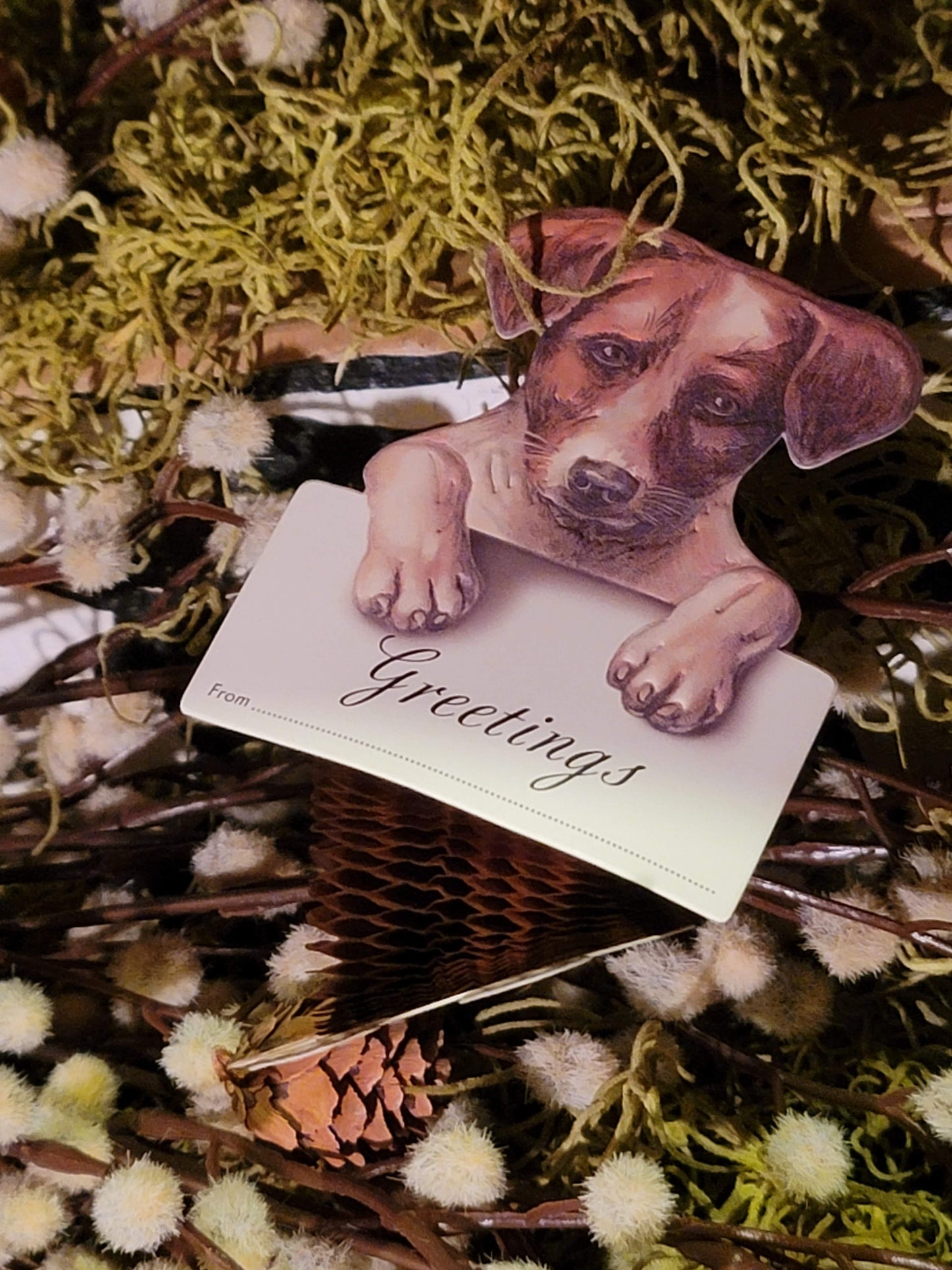 Vintage Victorian Style Honeycomb Beagle Dog Card