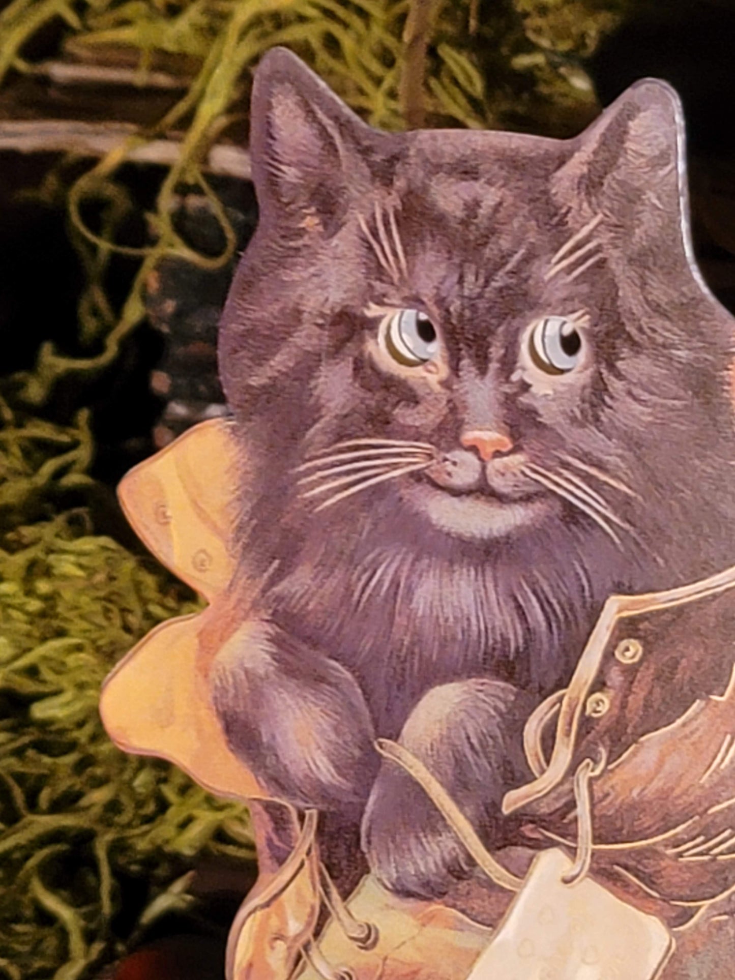 Vintage Victorian Style Mechanical Moving Eyes Cat Easel Lovers Greeting Card