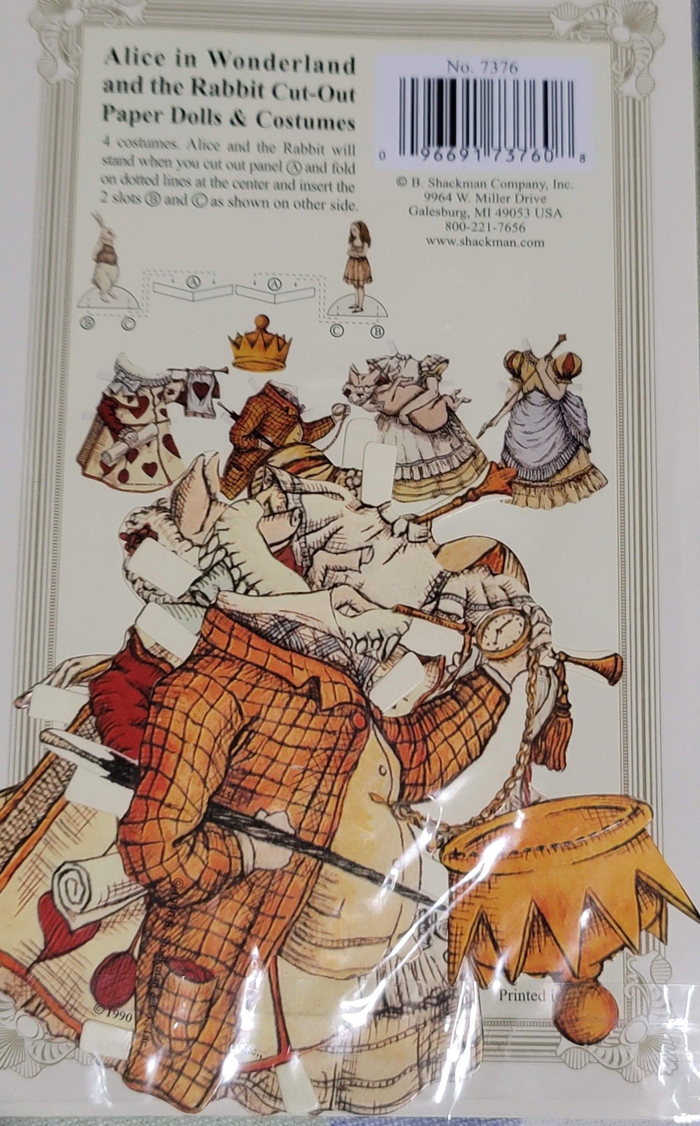 Vintage Victorian Style Alice in Wonderland Paper Doll Set