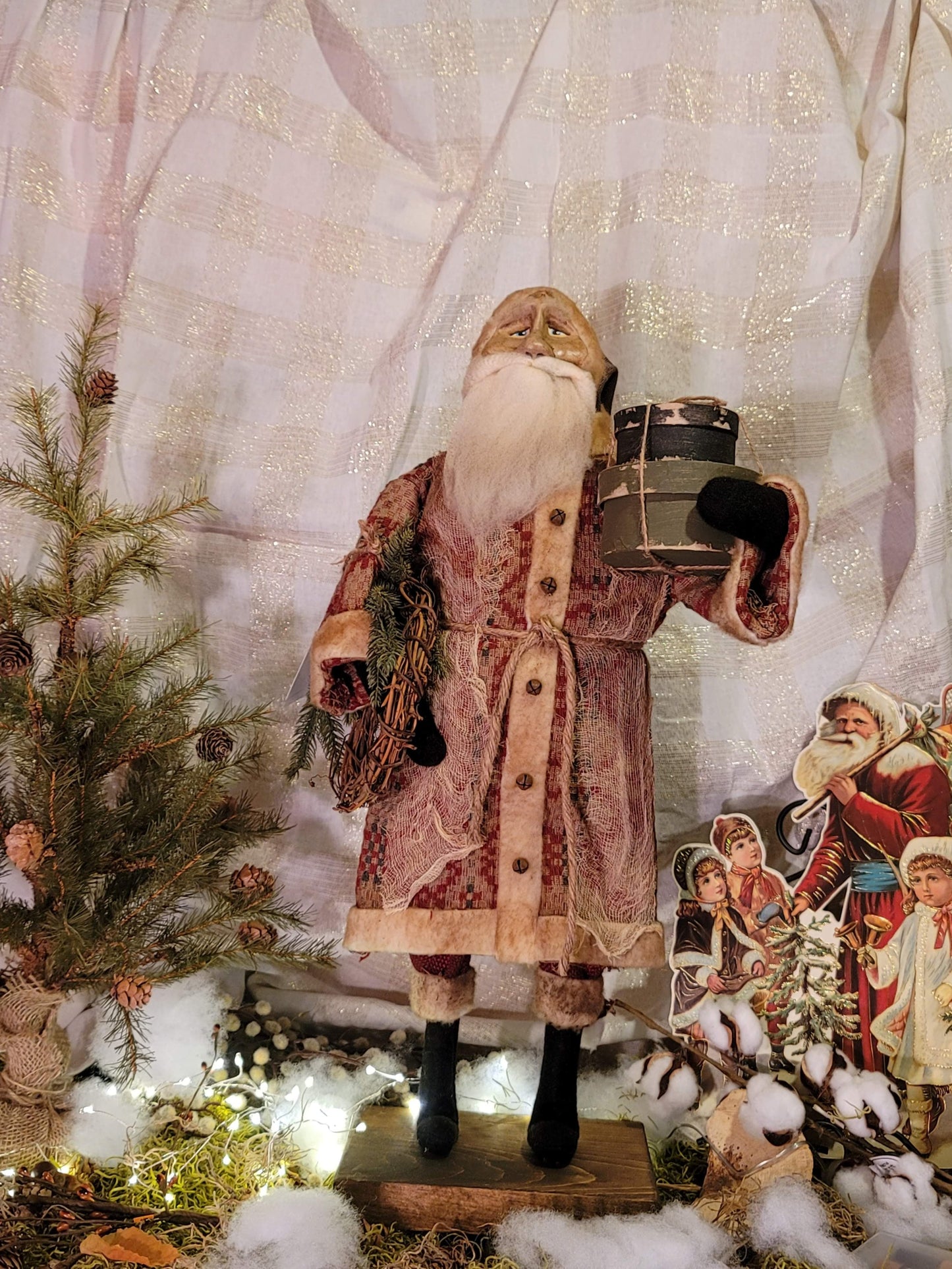 Primitive Style Large Rugged Chic Christmas Belsnickle Santa Figurine