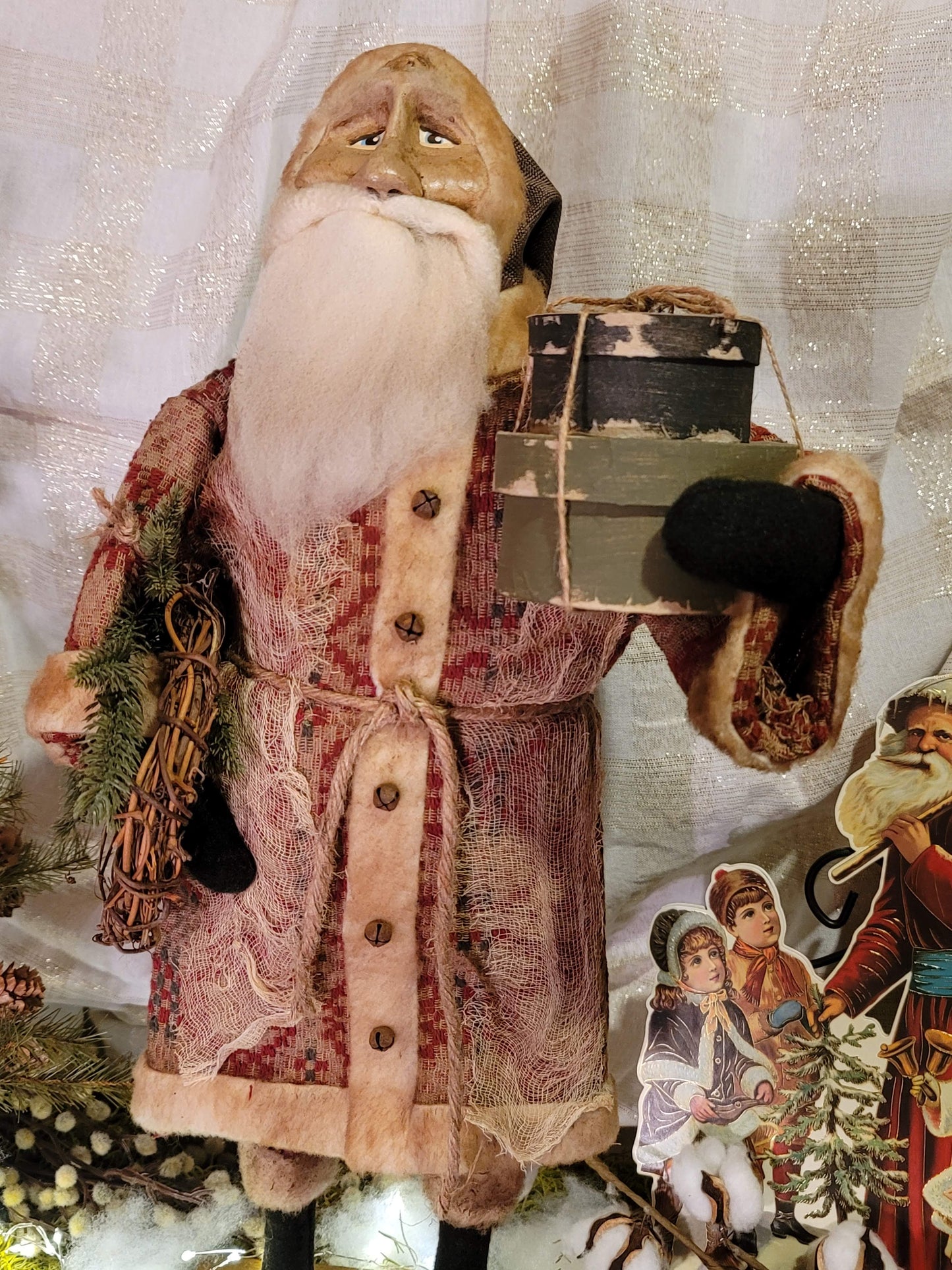 Primitive Style Large Rugged Chic Christmas Belsnickle Santa Figurine