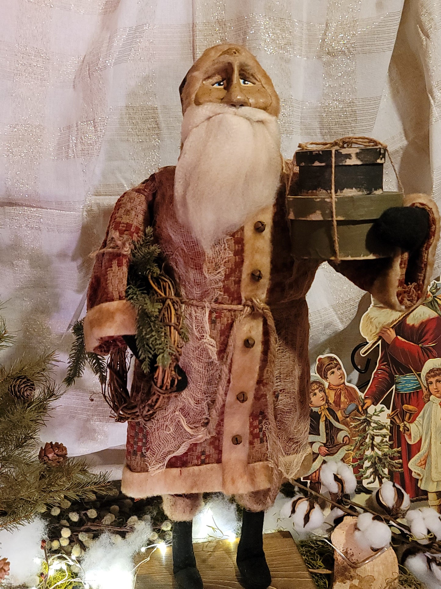 Primitive Style Large Rugged Chic Christmas Belsnickle Santa Figurine