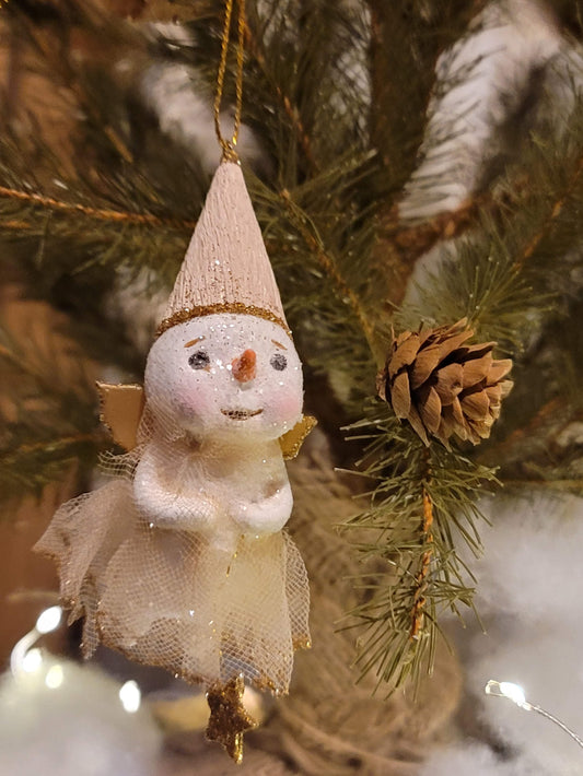 Whimsy Folk Art Bethany Lowe princess Snowman Angel Girl Ornament