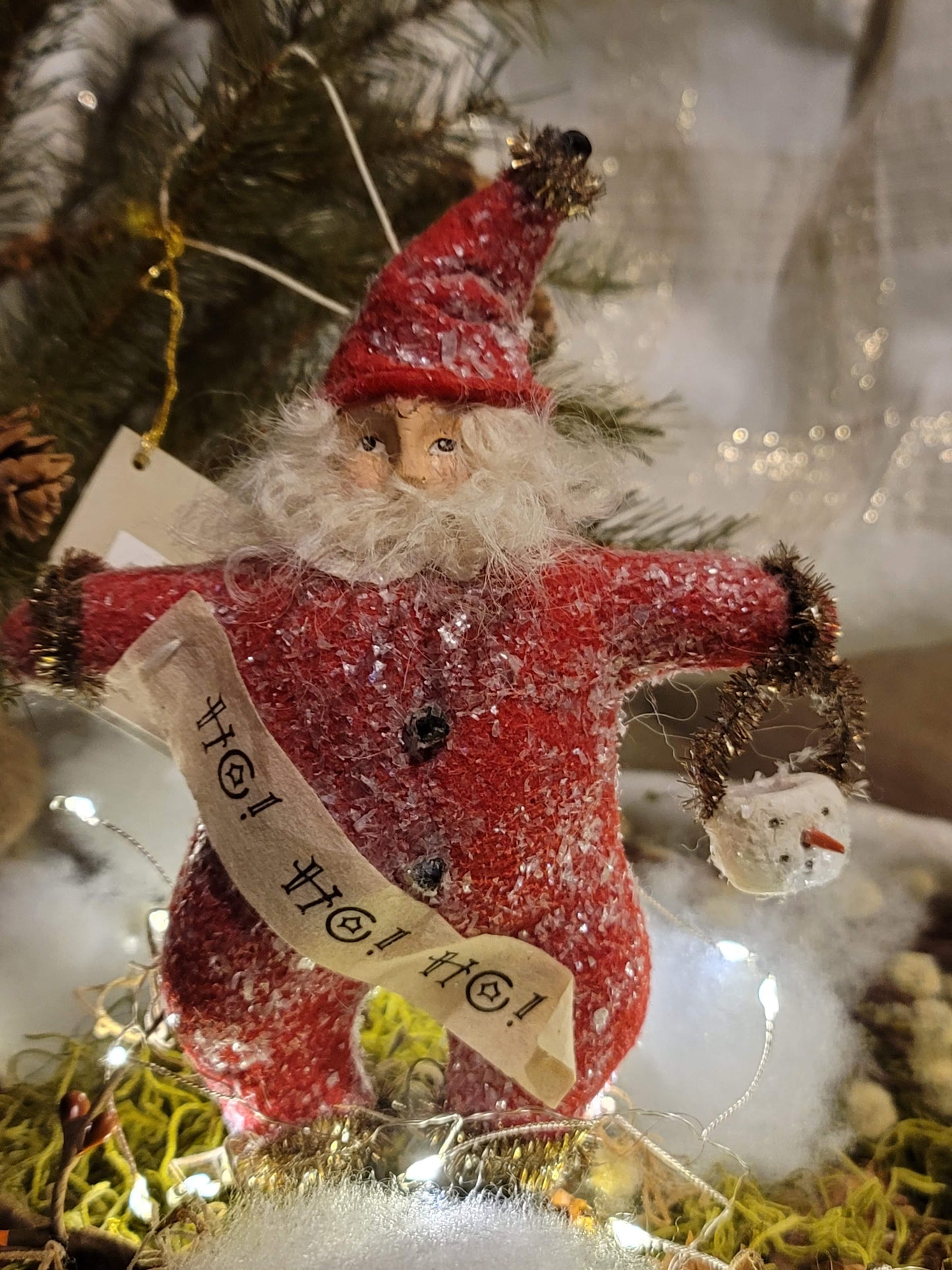 Primitive Christmas Bethany Lowe Rare large Stuffed Santa Ornament