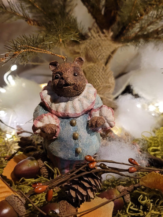 Vintage Christmas Clown Bear Painted Ornament