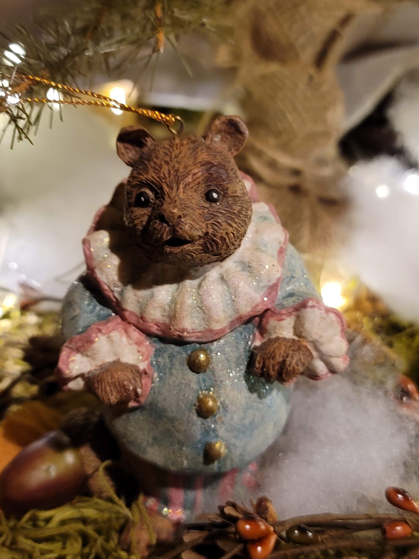 Vintage Christmas Clown Bear Painted Ornament